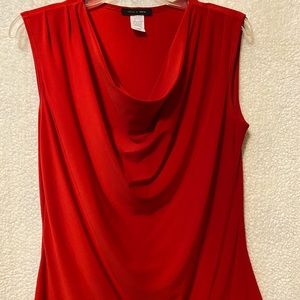 Bright Red Sleeveless Blouse. Very flowing